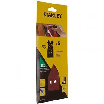 STANLEY STA31447-XJ - 5 Hojas de lija para Multilijadoras. Grano 120. Madera, pintura, barniz, yeso, metal y plástico.