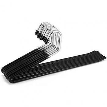 Jeronic 20 Pack Slack Pant Hangers Trousers Jean Hangers, Open Ended Pants Easy Slide Organizers, Chrome and Black Friction