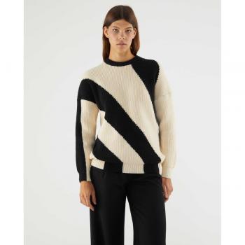 Jersey de mujer bicolor con cuello redondo