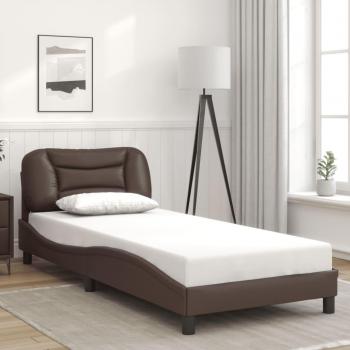 Cama con Cabecera Marrón 80x200 cm en Piel Sintética