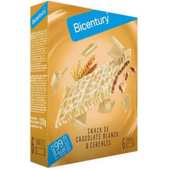Barritas Energéticas Bicentury Sarialis Chocolate Blanco con Cereales - Pack de 6 Unidades, 120g