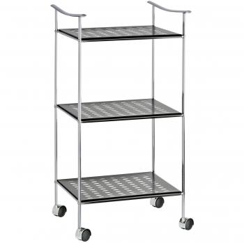 Wenko Japón - Carrito para el baño, de metal lacado y acero cromado, 40.5 x 75.5 x 36.5 cm, color negro