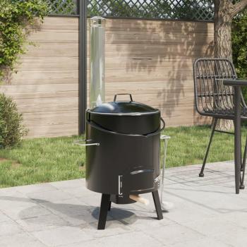 Cañón para gulasch con chimenea y tapa de acero esmaltado vidaXL