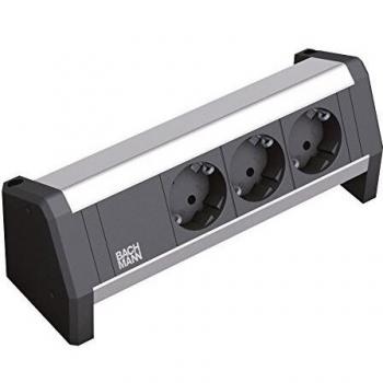 Bachmann DESK - Toma de corriente de escritorio con 3 enchufes Schuko, tipo F, sin cableado, aluminio eloxado