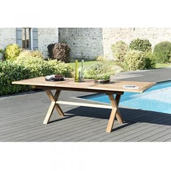 Mesa de Jardín Extensible de Madera de Teca 180-240 cm para 8/10 Personas con Patas Transversales
