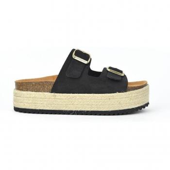 Sandalias de mujer con plataforma de esparto de serraje