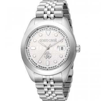 Roberto Cavalli® Men's Silver Gray Classic Watch with Gray Dial and Strap