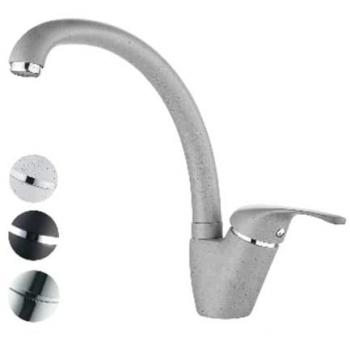 Mezclador Monocomando de Fregadero Mono Orificio Cañón Alto Livorno Granito Gris