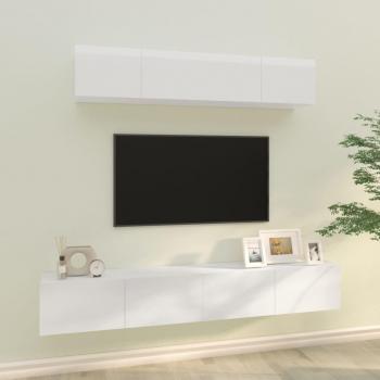 Set de muebles para TV 4 piezas madera contrachapada 80 x 30 x 30 cm, Mueble de Salon, Mueble TV, Mueble Televisor, Mesa de TV, Mueble tele Dia e Noite - Con