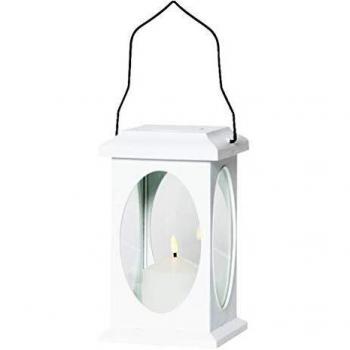 Lámpara decorativa LED Flamme en forma de farol blanco, 23x13,5cm