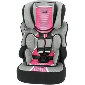 Asiento de coche y asiento elevador de 9 a 36 kg - Creación 100% francesa - 3 estrellas Test TCS - Protecciones Laterales - Cale cabeza acolchado y ajustable rosa rosa