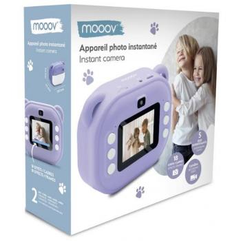 Cámara Fotográfica Instantánea Infantil Mooov Kids Violeta con Pantalla a Color y 2 Rollos de Papel Fotográfico