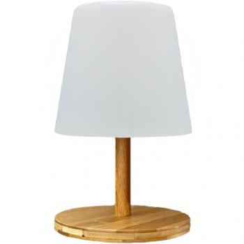 Lámpara de mesa LED inalámbrica Standy Mini Wood H25CM con pie de bambú natural y luz blanca cálida