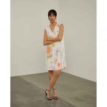 Lion of Porches - Vestido fluido con estampado tie-dye y color blanco