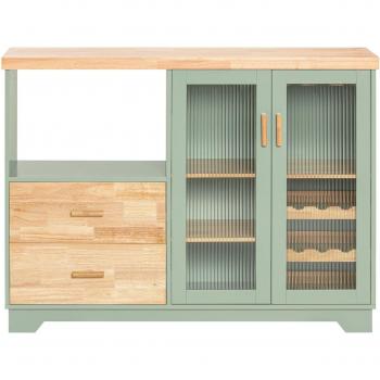Aparador Cocina Buffet Verde con 2 Puertas, 2 Cajones y 1 Compartimento Abierto - SoBuy FSB81-GR (120 x 40 x 90 cm)