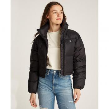 Calvin Klein Women's Black Cropped Down Puffer Jacket - Size M