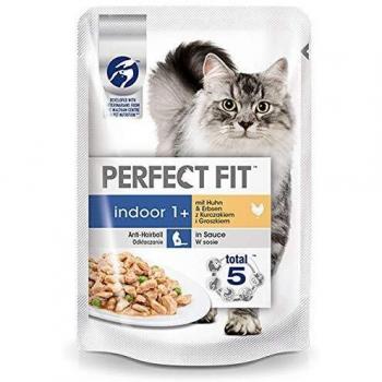 Perfect Fit Indoor 1+ Wet Cat Food - Chicken & Peas - Multipack 96 x 85g Pouches