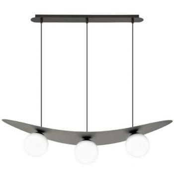 Lámpara de Suspensión Aura EPIKASA, Acero con Recubrimiento de Polvo y Vidrio, Color Negro y Blanco, Dimensiones 97,5x100x30 cm