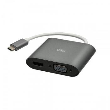 Adaptador multipuerto MST de USB-C a HDMI y VGA - 4K 30 Hz - Blanco