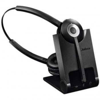 Jabra Pro 920 Duo DECT Auriculares alámbricos estéreo - Cancelación de voz y ruido en HD con batería para todo el día - Optimizados para teléfonos de escritorio - Enchufe UE