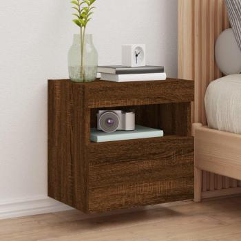 Mueble de TV de pared con luces LED 40x30x40 cm en roble marrón, vidaXL