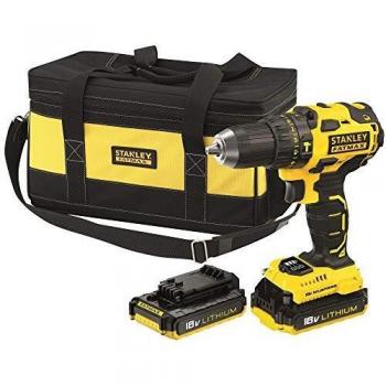 STANLEY FATMAX FMCK478D2BC-QW - Taladro percutor Brushless 18V, 30.600 ipm, con 2 baterías litio 2Ah y bolsa cargador