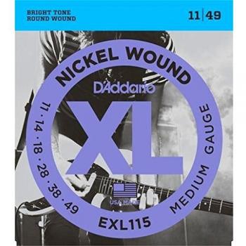 D'Addario EXL115 Nickel Wound Medium Electric Guitar Strings (11-49) for Blues-Jazz Rock