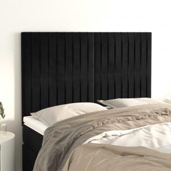 Cabeceros de terciopelo negro 4 unidades 72x5x78/88 cm