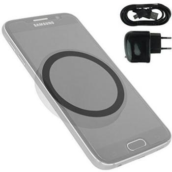 Qi Cargador Inalámbrico Wireless V01 blanco / negro + Alimentación 1A + Cable para Samsung Galaxy S6, S6 Edge, S6 Edge+, S7, S7 Edge - vedi lista!