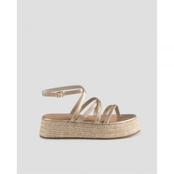 Alpargatas de plataforma Lee - Dorado con elegantes tiras finas cruzadas y pulsera ajustable