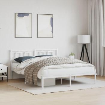 Cama redonda con cabecero de metal blanca 160x200 cm
