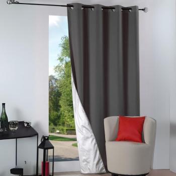 Cortina Térmica y Opaca con Ojetes Gris Antracita - LOVELY CASA - Nelson - 135x240 cm