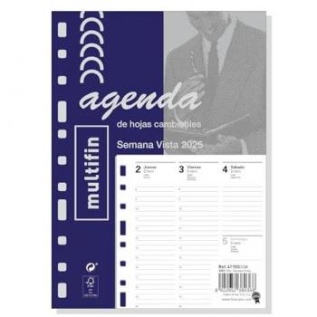 Recambio Anual para Agenda Finocam MULTIFIN 3002 2025 Semana Vista Vertical 15,5 x 21,5 cm Español (Enero 2025 - Diciembre 2025)