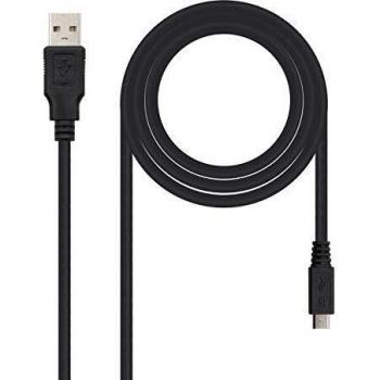 NanoCable 10.01.0503 - Cable USB 2.0 a micro USB, uso principal en moviles y camaras digitales, tipo A/M-Micro B/M, macho-macho, negro, 3mts