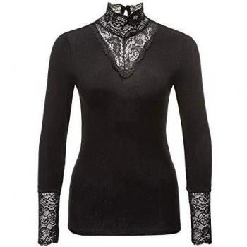 Vero Moda Vmkiwi LS Lace Top Noos Camisa Manga Larga, Negro