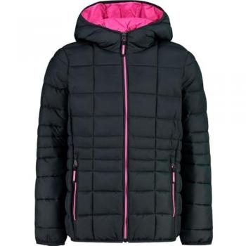Chaqueta de esquí infantil CMP con capucha fija, color negro y gris, unisex, de nylon