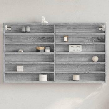 Vitrina Sonoma gris 100x8,5x58cm madera multicapa