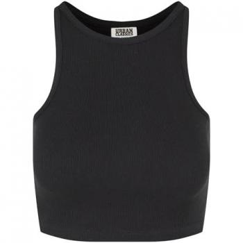 Urban Classics Women's Organic Cotton Cropped Rib Top - Black - L