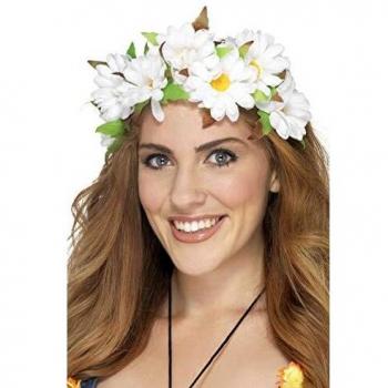 Smiffys Banda floral de margaritas, blanca con tarjeta de dedicatoria