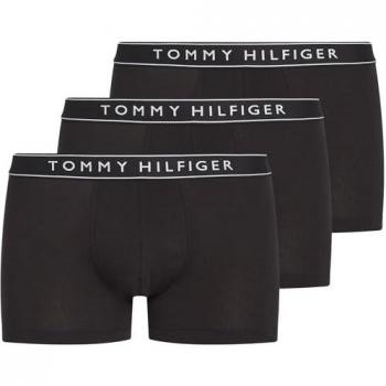 Tommy Hilfiger Men's 3-Pack Black Trunks with Logo Waistband, Size L