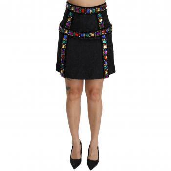 Dolce & Gabbana Black Crystal Embellished High Waist Skirt - IT38|XS