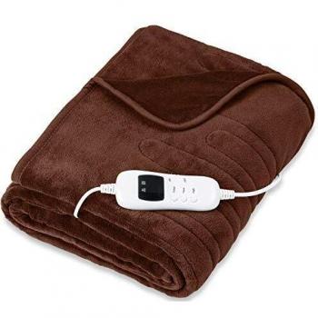 sinnlein® Calienta Camas | Manta Eléctrica 180 x 130 cm Marrón | Con Desconexión Automática y Temporizador | 9 Niveles de Temperatura | Pantalla Digital | Lavabale hasta 40°C