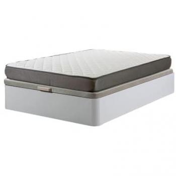 Cama Canapé Abatible Blanco 135x190 cm con Colchón Básico de 18 cm