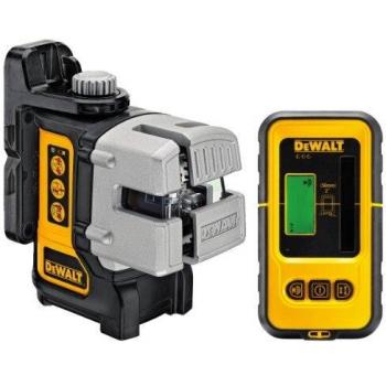 Nivel láser multilínea DeWALT DW089KD autolevelante con detector DE0890, 3 haces, alcance de 15 m y precisión +/- 0.3 mm/m en maletín