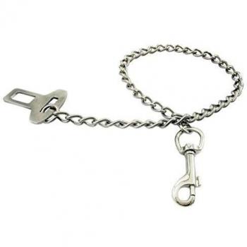 POPETPOP Cinturón Seguridad de Cadena de Acero Inoxidable de Coche para Perros Cachorro 60cm