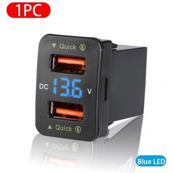 Cargador Rápido QC3.0 Dual USB 18W para Teléfono con Toma de Audio para Toyota
