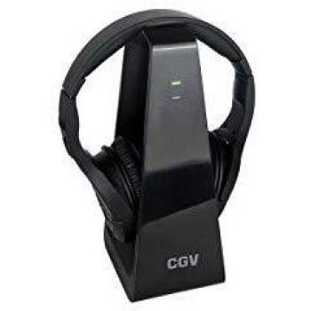 CGV HEL PRELUDE 2 - Casco inalámbrico para TV y HiFi, supraaural, transmisión digital 2.4GHz, con estación de carga y alcance de 30m, color negro