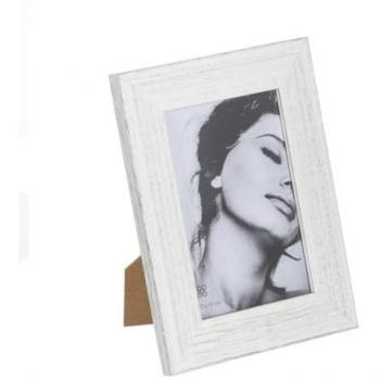 Marco de Fotos Decorativo Blanco Gris Madera Cristal 15 x 1 x 20 cm - Alta Calidad