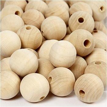 Perlas de Madera, Ø 2cm, Agujero 4mm, 200 Unidades