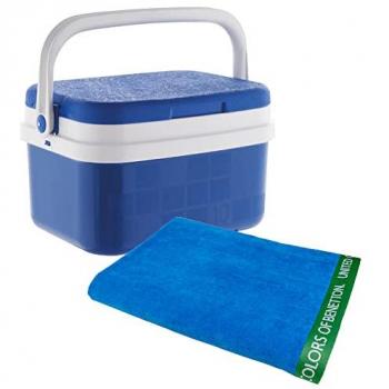 Nevera 10 Litros + Toalla de Playa Velour Algodón 100% Azul 90x160cm 380g
